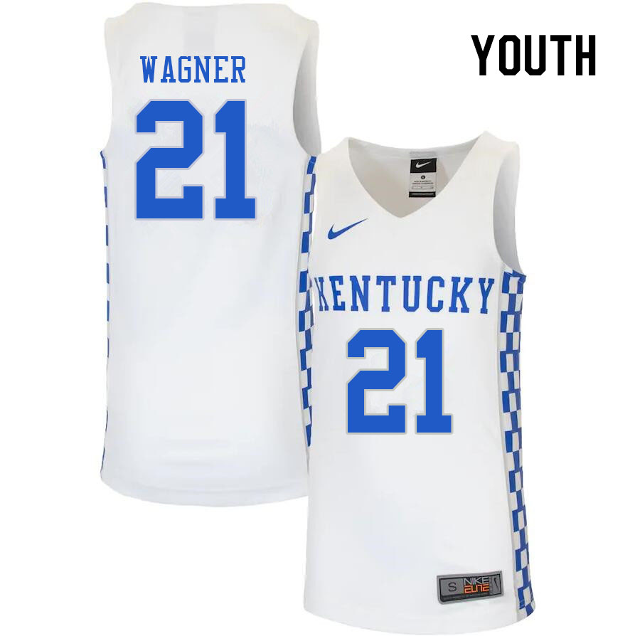 Youth #21 D.J. Wagner Kentucky Wildcats College Basketball Jerseys Stitched Sale-White